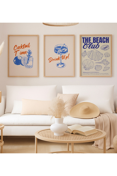 VOBA STORE Комплект от 3 броя MDF рамки за снимки с дизайн на коктейлна тема ...