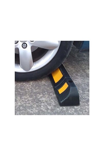 FOXMAG24 2-piece rubber parking wheel chock set with reflective strips for night use, black