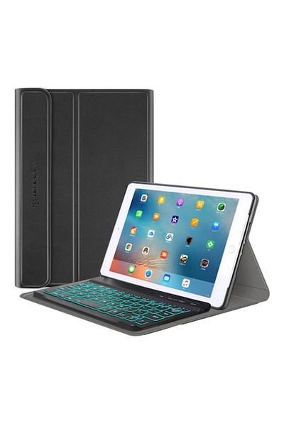 Rao Smart Case with Keyboard for iPad Mini 4/Mini 5, CozyTab Case, V17, Silicone, Pitch Black