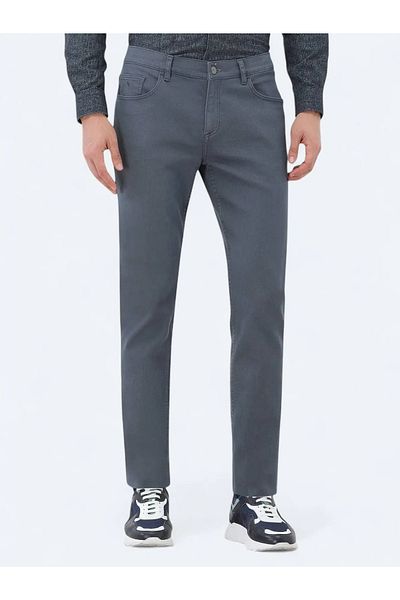 Kip Indigo Slim Fit Denim Cotton Blended Trousers