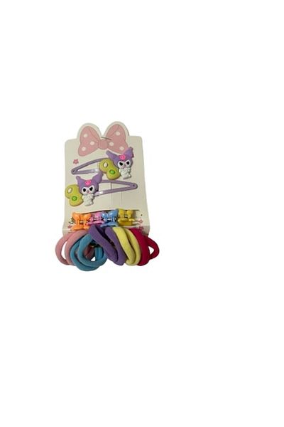 OEMN Set 16 accesorii de păr pentru fete, benzi elastice, cleme și agrafe, violet