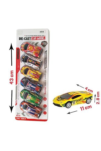 Diecast Set masinute aliaj, multicolore, 6 bucati, diverse modele