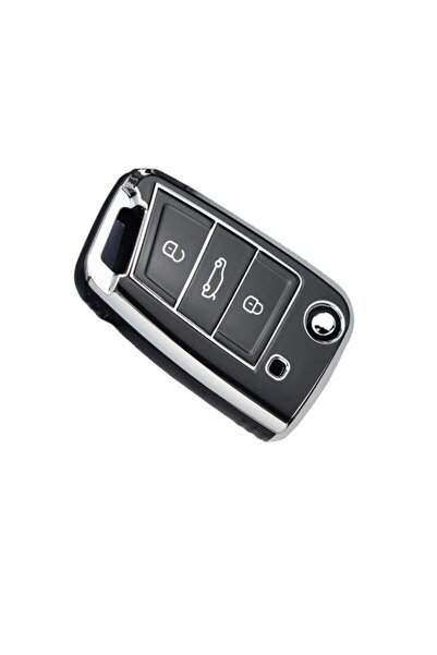 MAF Husă cheie auto, 3 butoane, pentru Volkswagen Golf VII, Tiguan, Polo V, Passat, Skoda, Seat, neagră