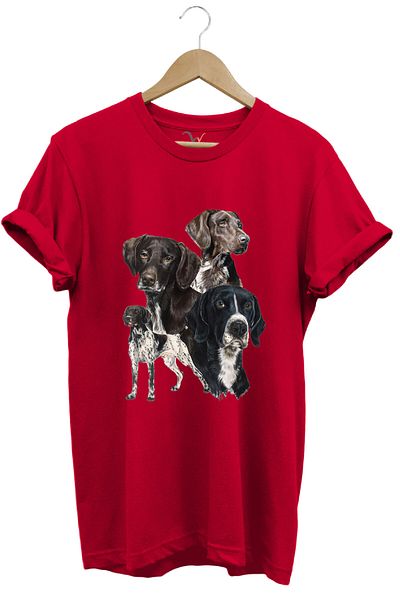 WİDİ Tricou unisex cu vânătoare Hunting Pointer pentru câini de vânătoare, imprimat 100% bumbac, cu croiala normală