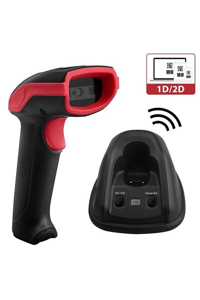 60BPM Cititor de coduri de bare 2D wireless, rază de acțiune 400 m, USB, suport pentru andocare, BP