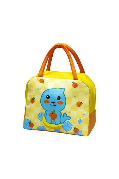 Primlife Children's Insulated Bag, 23x13x19 cm, Seal Print, Aluminum Foil and Oxford Canvas, Yellow/Orange