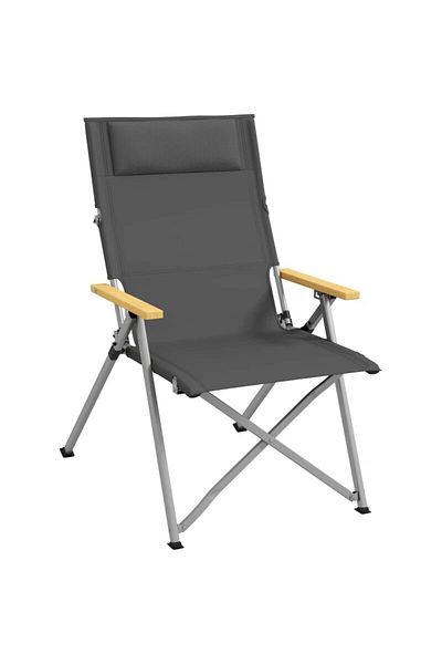 Mercaton Scaun pliabil gradina, camping, pescuit, material Oxford, cu tetiera, buzunar, spatar reglabil, gri,