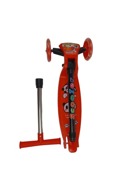 Scooter Metal Scooter for Children, Scooter, 3 silicone wheels with lights, Red, 67x55 cm