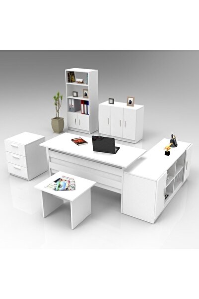 Yurupa Bega ABCDEFOfis Büro Masa Takımı 3 Renk Beyaz BEG17-W