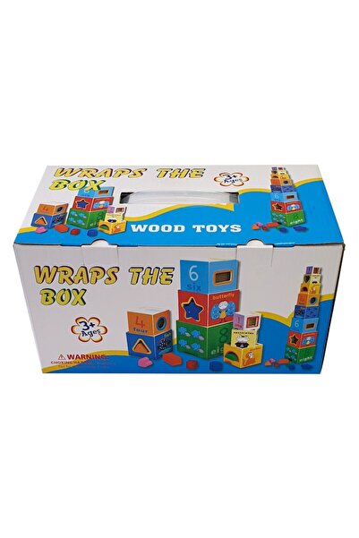 OEM Wooden tower toy consisting of 8 cubes with numbers, animals and a sorter for different shapes, 3+