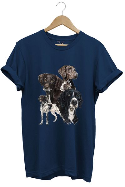 WİDİ Tricou unisex cu vânătoare Hunting Pointer pentru câini de vânătoare, imprimat 100% bumbac, cu croiala normală