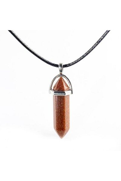 GOBI - Necklace with semiprecious stone hexagonal Sun Stone