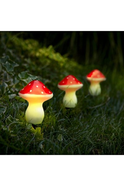 Primlife Lampă solară LED cu 3 ciuperci, alb cald, bandă LED decorativă pentr...