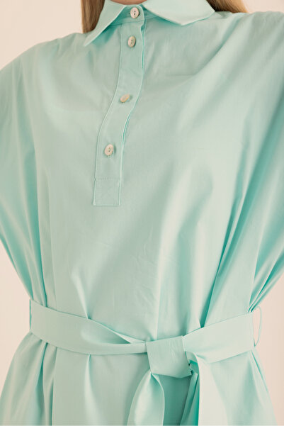 Aker Beli Seyyar Kuşaklı Cotton Elbise