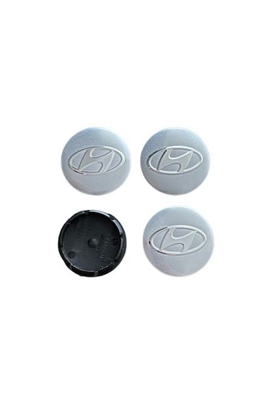 Hyundai Set 4 capace de roată 56 mm argintii, compatibile/înlocuitoare pentru jante din aliaj