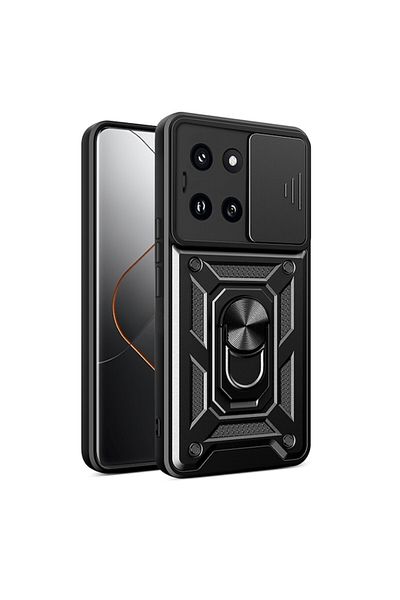 Rao Carcasă compatibilă cu Xiaomi 14 Pro, Protect, seria CamShield, B57, plastic, negru intens