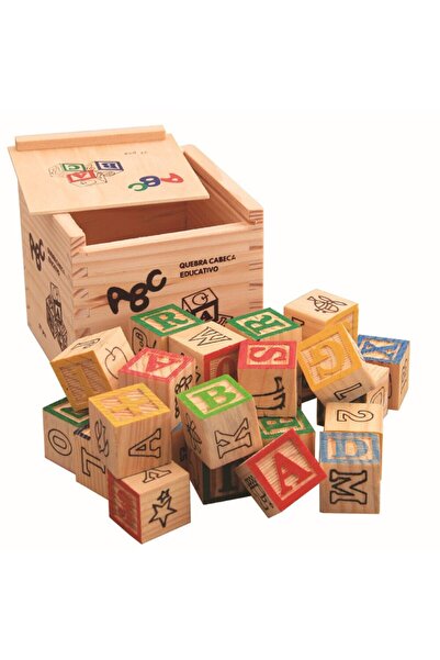 OEM Set de 27 Cuburi Educationale din Lemn, Alfabet si Numere, Multicolor, 11x11x10cm