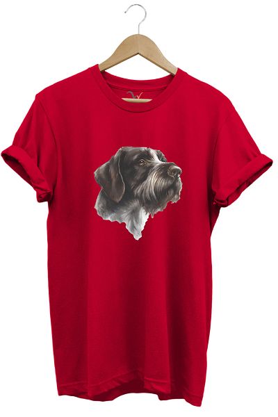 WİDİ Hunting Hunting Drahthaar Draktar Hunting Dog Printed 100% Cotton Regular Fit Unisex T-Shirt