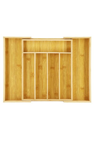 SERSIMO Organizator tacamuri si ustensile bucatarie, bambus, extensibil 28-45x33x5cm