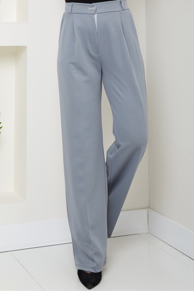 Bestenur Μιχρέ με ρέλι παντελόνι palazzo 1581 - Γκρι