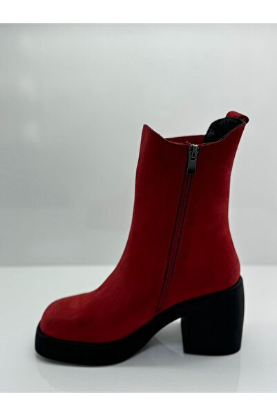 BEN AYAKKABI HAKİKİ DERİ KADIN BOT LASTİKLİ FERMUARLI