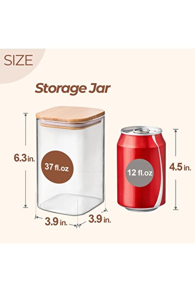 Yelajoy 4Pcs 1L Glass Storage Containers with Lids,Clear Food Storage Jar,for Cookie Tea Coffee Beans Spice