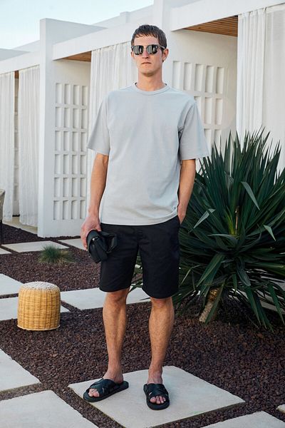 GRIMELANGE Catwalk Men's 100% Cotton Regular Fit Gray T-Shirt