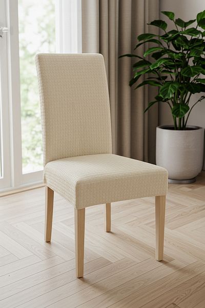 Trendyol Collection Husă elastică pentru scaun din Lycra 4 piese, lavabilă, Ecru TPHSS25SK00000