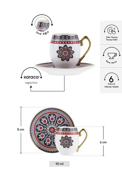 Karaca Willow 6 Personality Coffee Cup 90 ml
