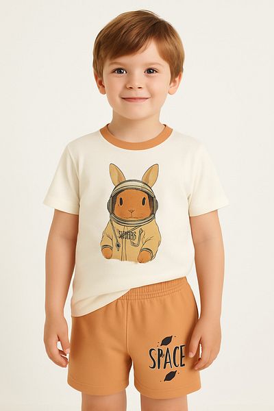 Katia&Bony Boys pajama set with alien rabbit print shorts