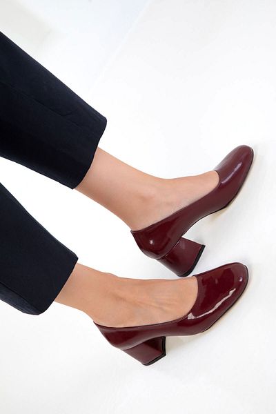 SOHO Pantofi clasici cu toc de damă din piele lacuită roșie Claret 20808