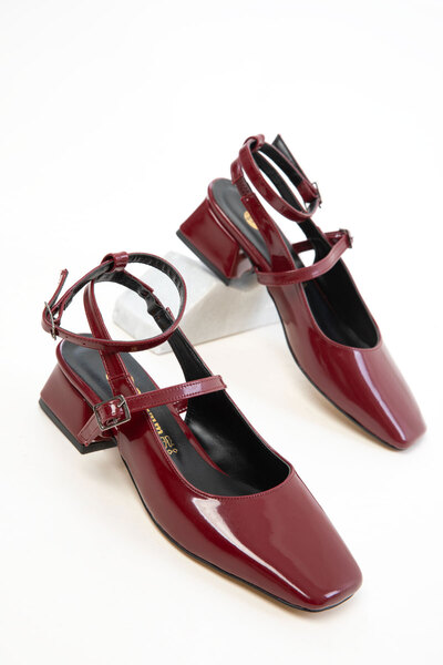SOHO Burgundy Patent Leather Women's Classic Heeled Shoes 20809