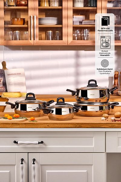 Emsan Aren 8 Piece Steel Pot Set