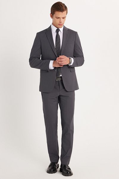 Tudors Men's Slim Fit Mono Collar Lycra Flexible Fabric Smoked Suit