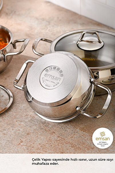 Emsan Cemre Indüksiyon Tabanlı 8 Parça Çelik Tencere Seti