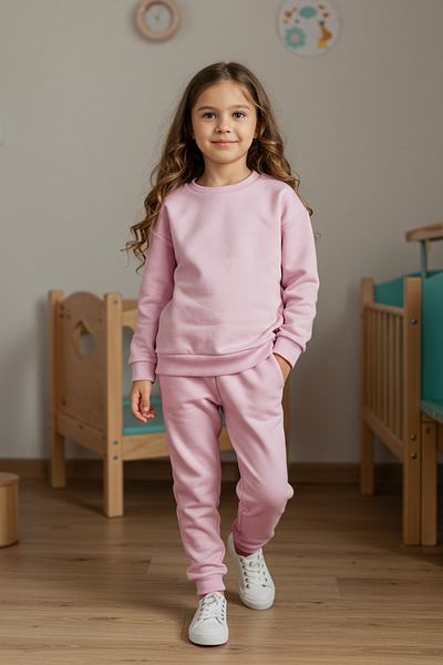 TRENDYOLKIDS Світло-рожевий тонкий базовий сезонний костюм для дівчинки TKDAW25AU00016