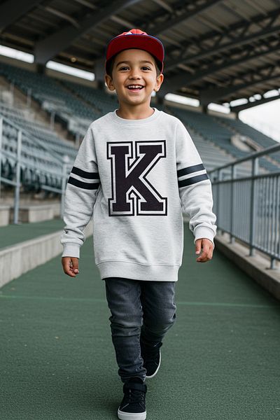 TRENDYOLKIDS Hanorac școlar din bumbac imprimat cu slogan Melange gri pentru băieți - TKDAW25SW00014