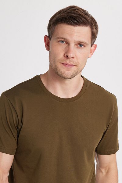 Tudors Tricou unisex slim fit, 100% bumbac, cu textura moale, kaki