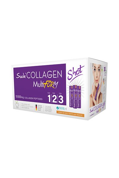 Suda Collagen MultiForm 40mlx30 ببتيد الكولاجين بنكهة الكولاجين - 10000 ملغ من النوع 1 - النوع 2 - النوع 3