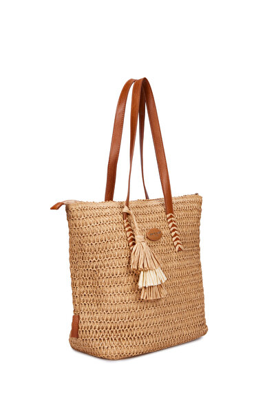 Pierre Cardin Taba Kadın Hasır Omuz Çantası 05PO25Y3522