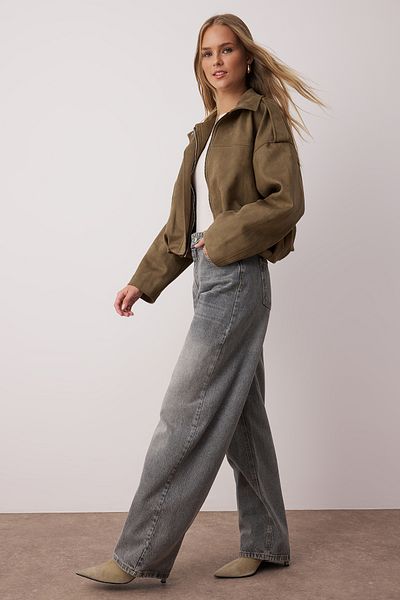 Trendyol Collection Сиви широки дънки с висока талия - Barrel Twoaw25Je00130