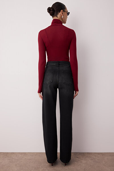 Trendyol Collection Černé široké džíny s vysokým pasem a širokými nohavicemi TWOAW24JE00074