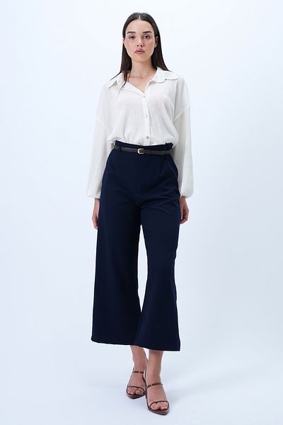 Trend Alaçatı Stili Pantaloni de damă bleumarin cu centură cu fermoar ascuns și clemă ALC-X14323