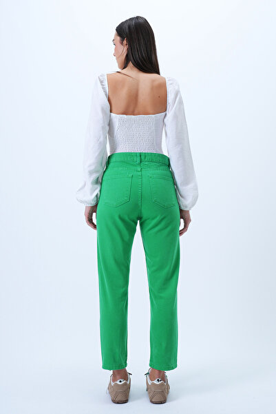 Trend Alaçatı Stili Women's Green 5 Pocket Gabardine Skiny Fit Trousers Alc-X14305