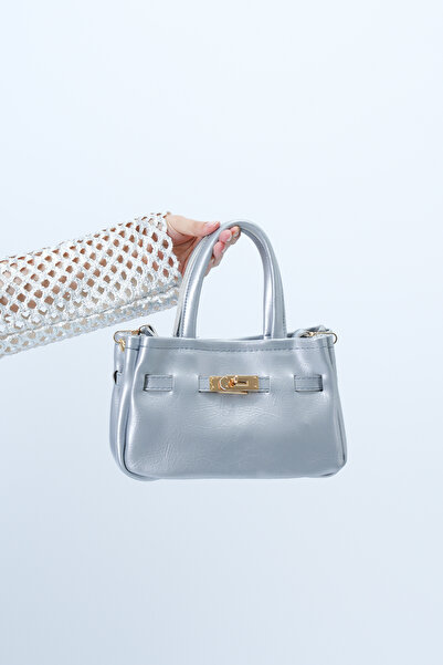 Trend Alaçatı Stili Geantă de mână și de umăr pentru femei, gri, cu detaliu de cataramă, curea detașabilă ALC-X14353