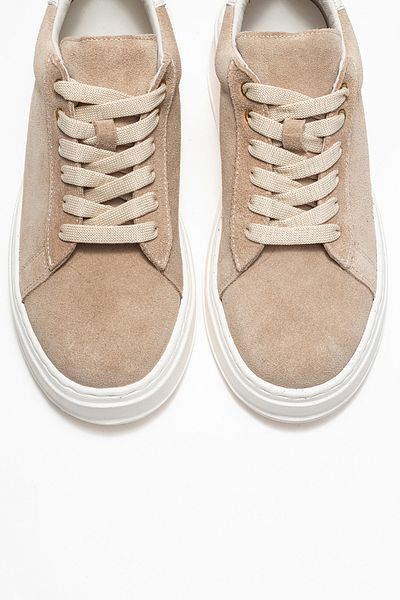 LuviShoes Pantofi sport de damă GUENO bej din piele naturală din piele intoarsa