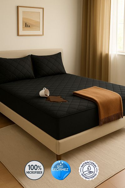 Formeya Adelya Black Quilted - Saltea rezistentă la lichide (16 dimensiuni)