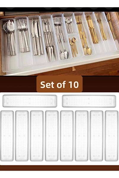 Bayev Bade 10 Piece L Drawer Cutlery Kitchen Organizer Organizer Cutlery Storage Box