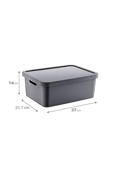 Smartware Set of 4 Stafi Multi-Purpose Box with Lid Anthracite 12 Lt