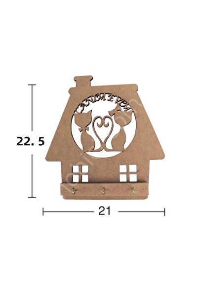 İstanbul Hobi My Dear House Cat Keychain Wooden (Mdf) Object A-31